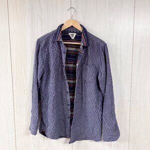 Vissla Flannel Shirt Men's Medium Lined Quilted Flip Cuff Shirt Jacket Shacket